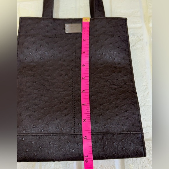 Tommy Hilfiger Ostrich Print Brown Leather Hand Bag - Picture 7 of 13